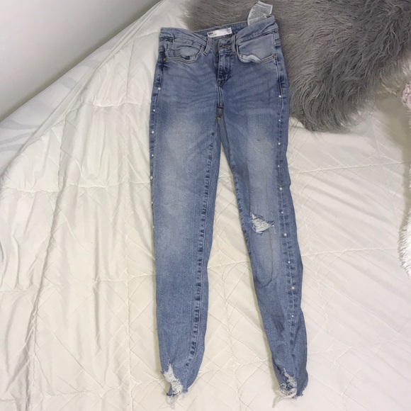 jeans with pearls down the side